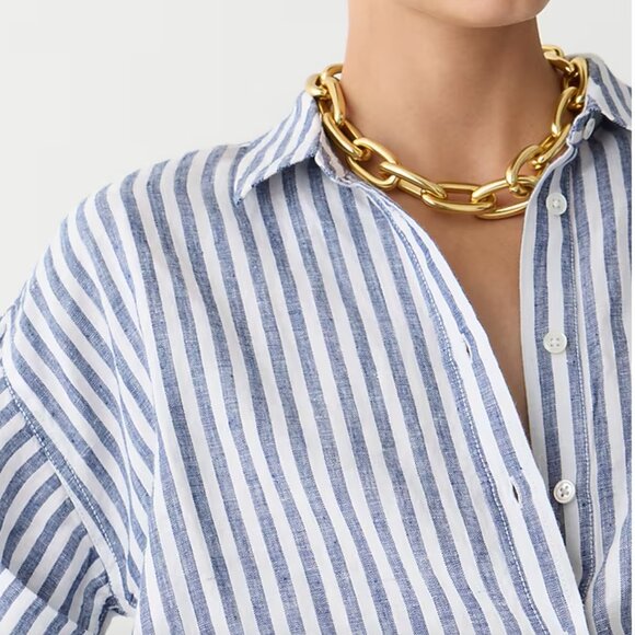 J. Crew Capitaine shirt in striped Baird McNutt Irish linen - Picture 8 of 10